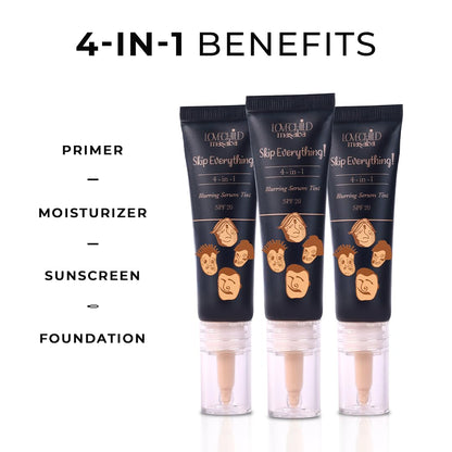 Lovechild Masaba Skip Everything Serum Skin Tint SPF 20- Pocket Edition, Liquid Foundation for all Skin type, Primer, Moisturizer, Sunscreen & Foundation In One, Icy You 10 ml
