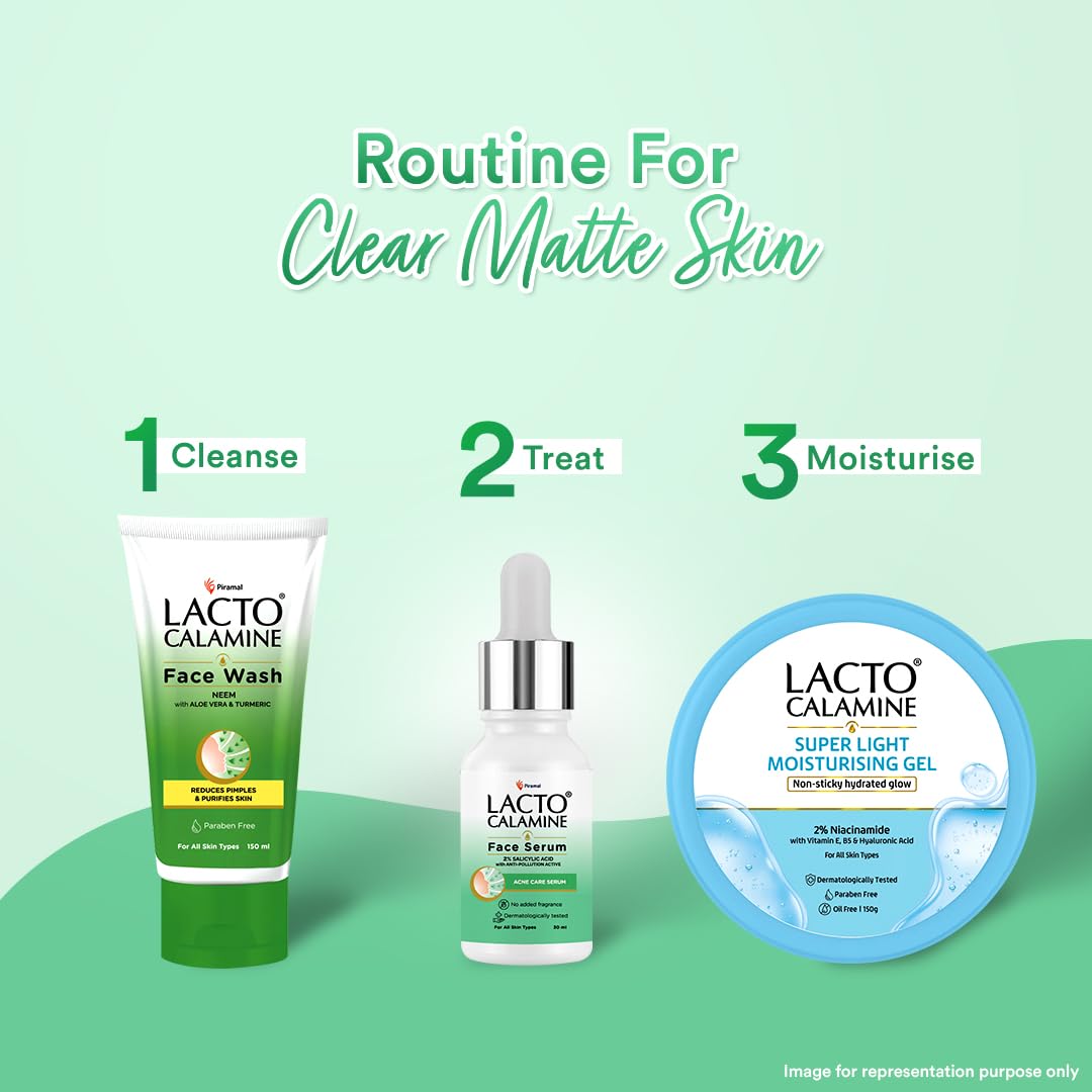 Lacto Calamine 2% Salicylic Acid Face Serum | 30ml | Face Serum For Acne, Blackheads, Oil control, Open Pores & Clear Skin | Dermatologically Tested & Fragrance Free