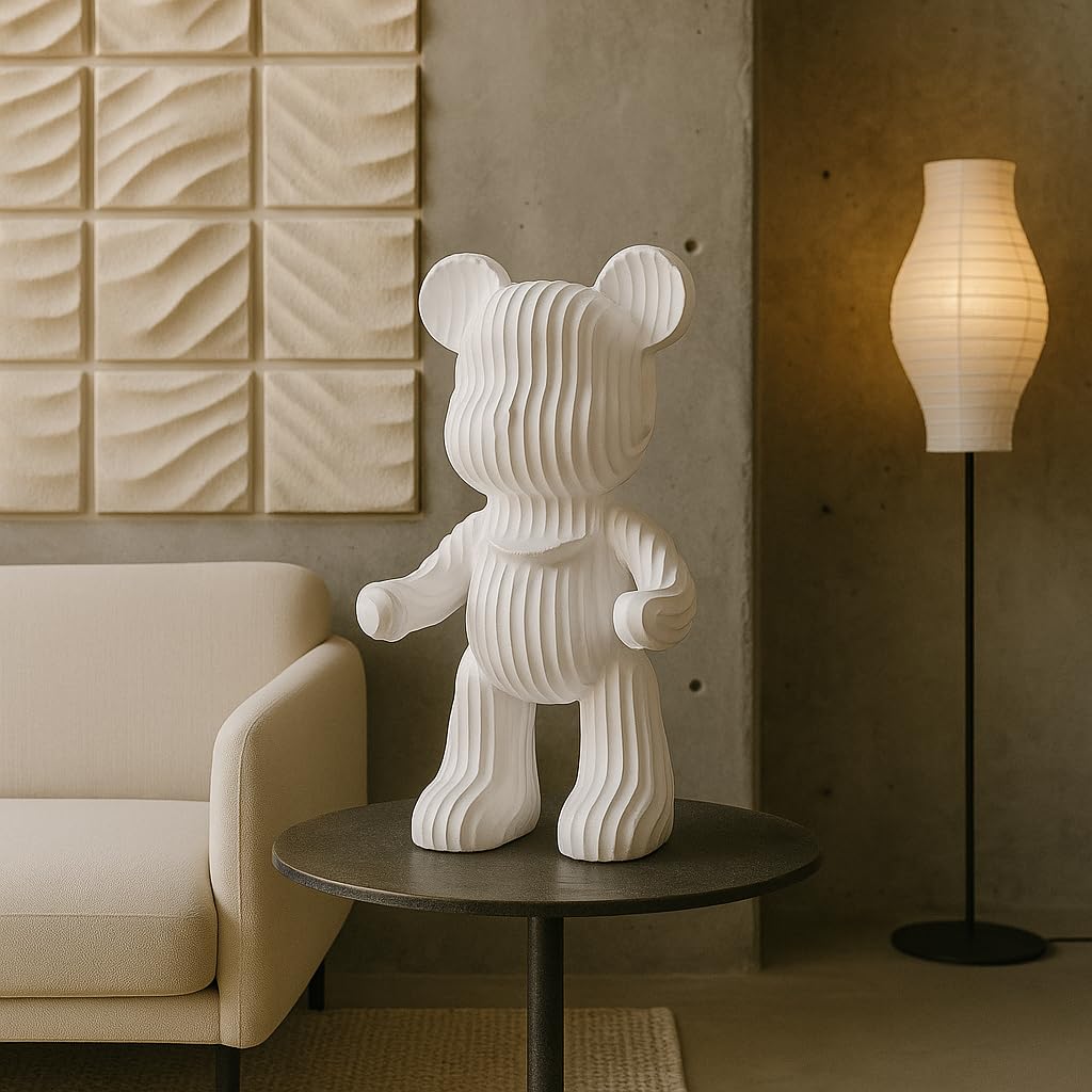 Modern Abstract Bear Figurine | Resin Home Decor Accent | Contemporary Art Piece | Unique Decor for Living Room, Office, or Shelf | Creative Gift Idea (White)
