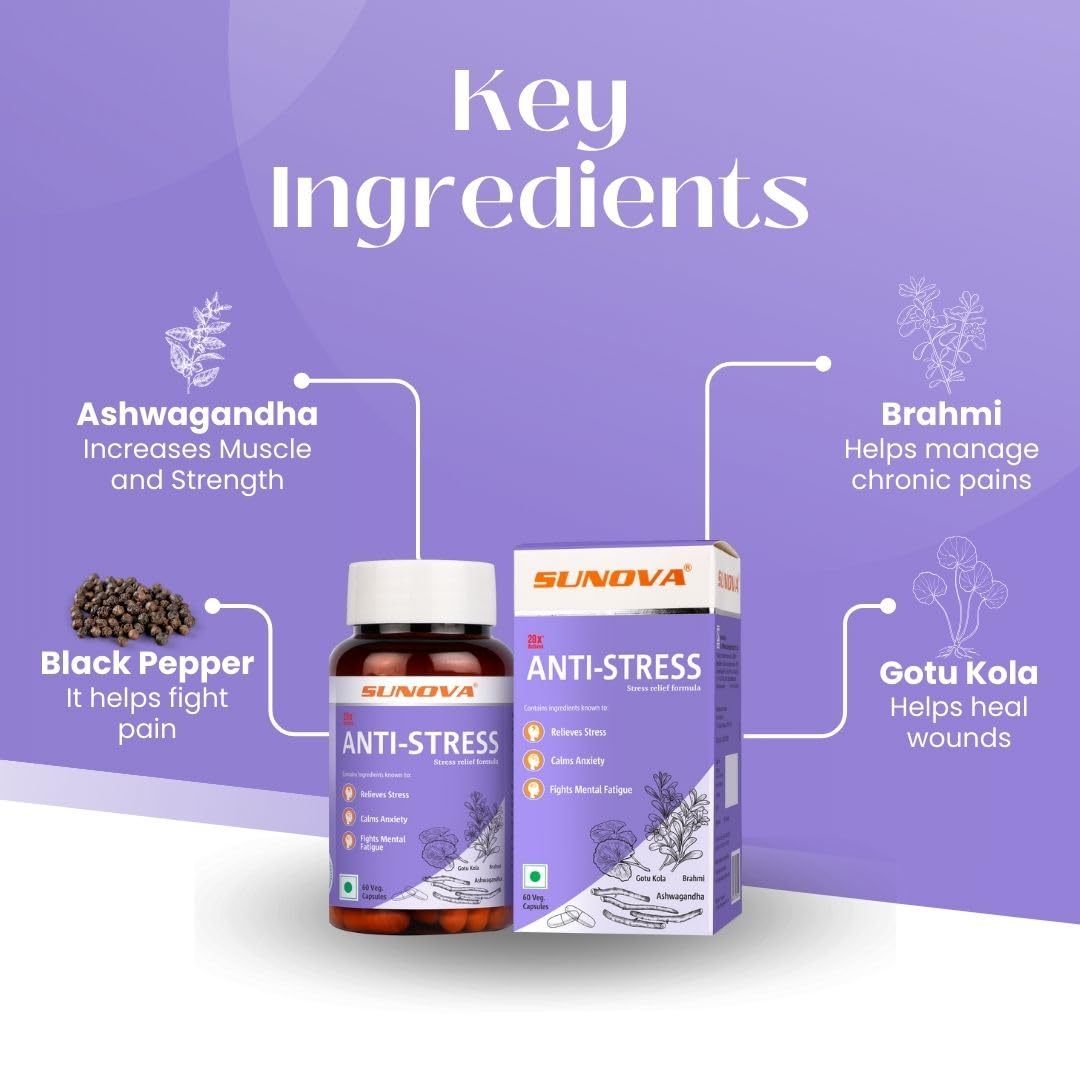 Sunova Anti-Stress (Stress Relief Formula), 60 Capsules