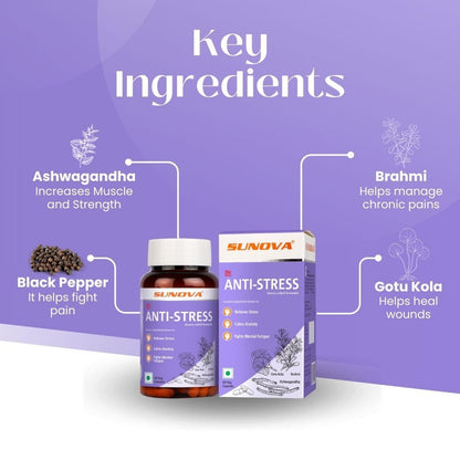 Sunova Anti-Stress (Stress Relief Formula), 60 Capsules