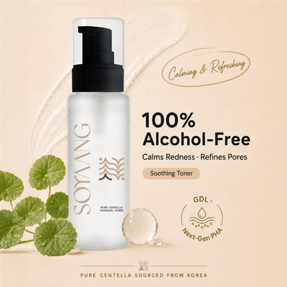 Soyaang Pure Centella Tranquil Toner with Niacinamide, Glucono-Delta-Lactone & Hyaluronic Acid | Calms Redness, Refines Pores & Hydrates | Alcohol-Free | 75ml