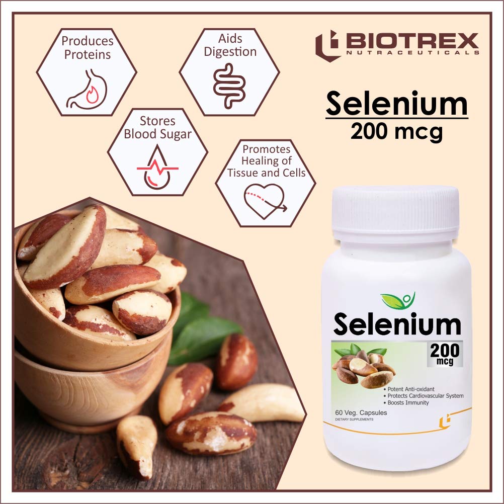 Biotrex Nutraceuticals Selenium 200 (mcg) for Immune System, Thyroid, Prostate and Heart Health | 60 Vegetarian Capsules