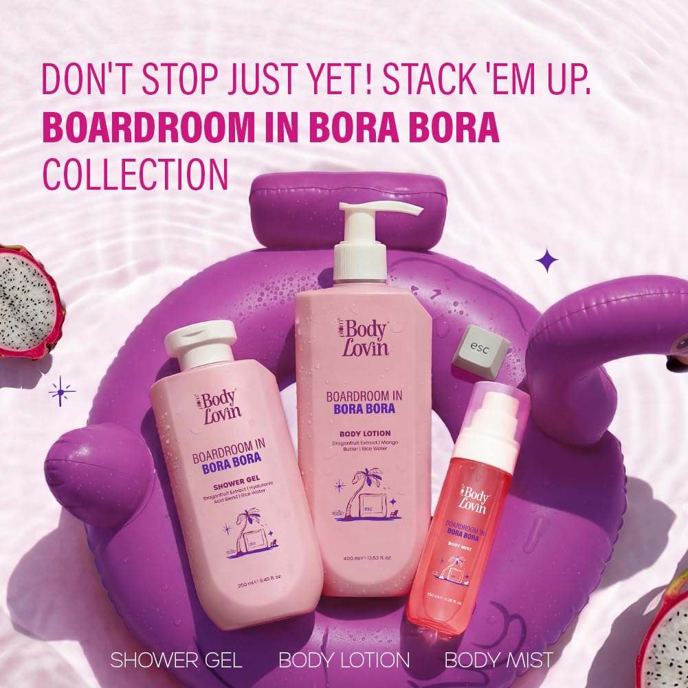 Plum BodyLovin’ Boardroom In Bora Bora Shower Gel | Hydrating & Brightening Body Wash | Dragonfruit Extract, Hyaluronic Acid Blend & Rice Water | Sweet Tropical Fragrance | 250 ml