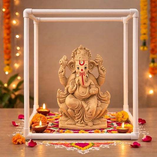 40 cm Ganpati Mandap Stand for Ganesh Chaturthi | PVC Ganesh Murti Sthapana Platform | DIY Pooja Pandal Backdrop Frame for Home Temple Decoration