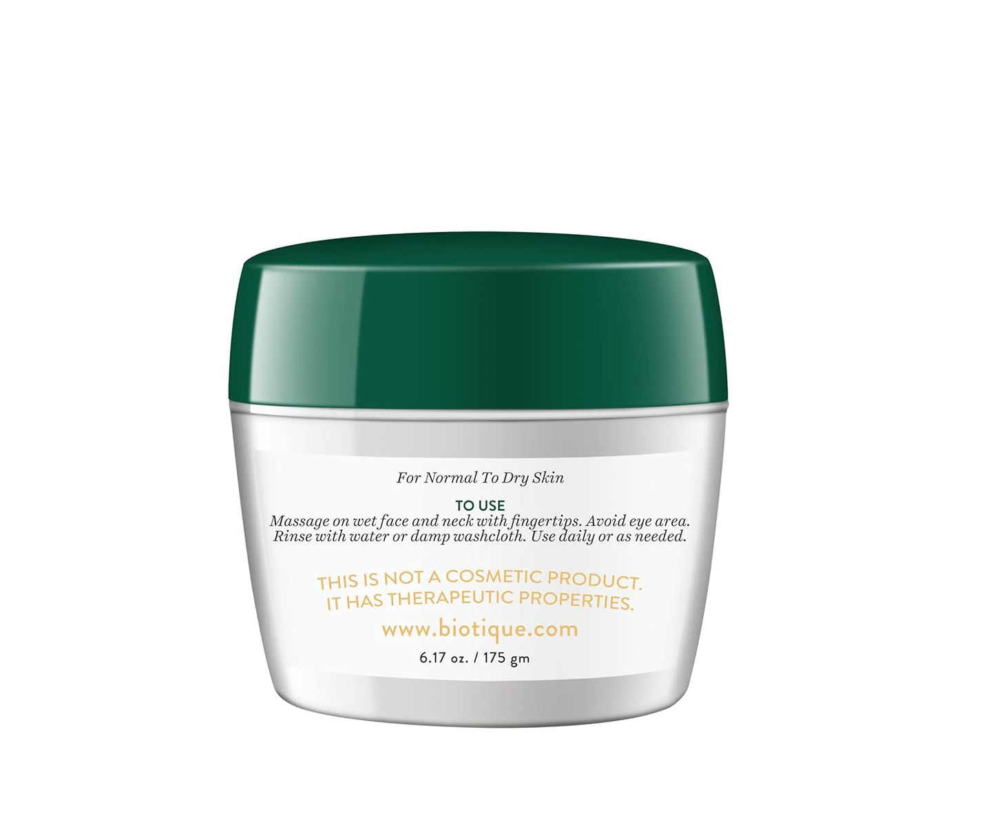 Skincare jar with green lid on a white background