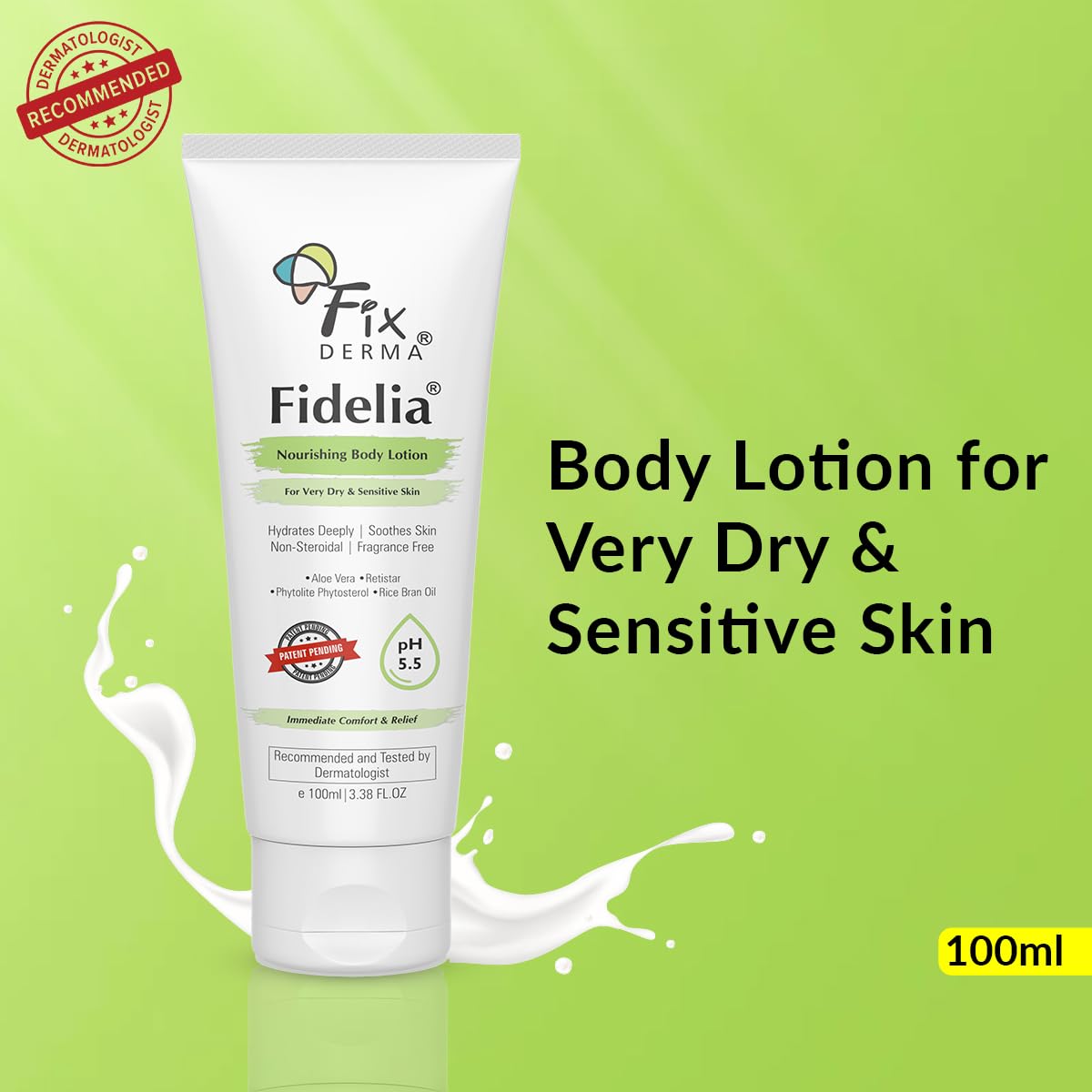 Fixderma Fidelia Nourishing Body Lotion | Moisturizer for face & Body | Body lotion for Women & Men | Body Lotion for Sensitive & Very dry skin with Rice Brain Oil & Aloe vera - 100Ml