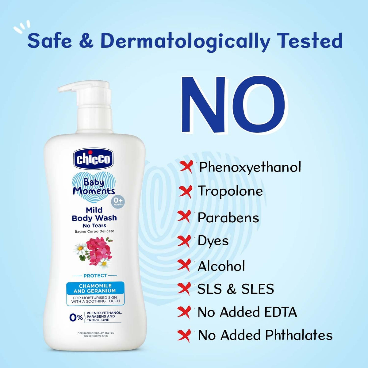 Chicco Baby Moments Mild Body Wash Protect, New Advanced Formula With Natural Ingredients, No Tears, Suitable For Babys Body Wash, No Phenoxyethanol And Parabens (500Ml)