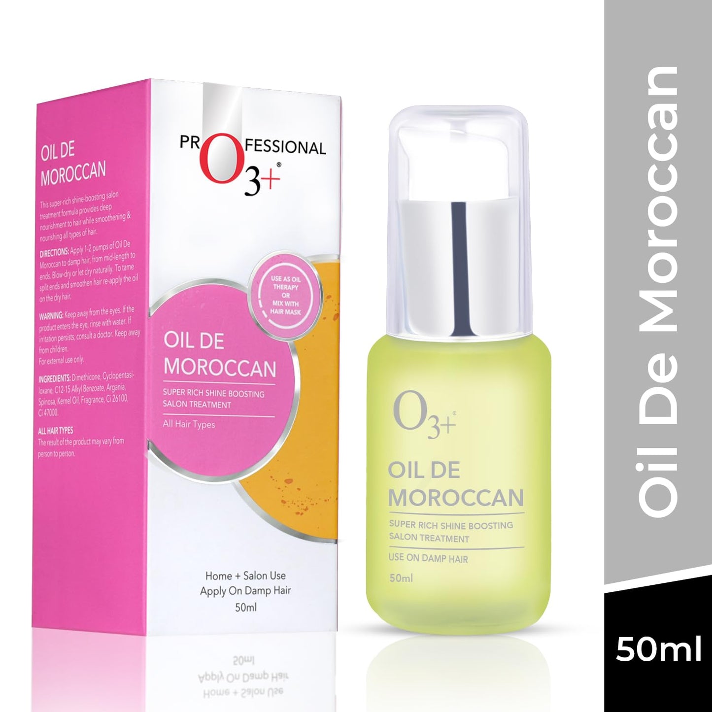 O3+ Oil De Moroccan | Super Rich Shine Boosting Salon Treatment | With Pure Argan Serum for All Hair Types | 50 ml