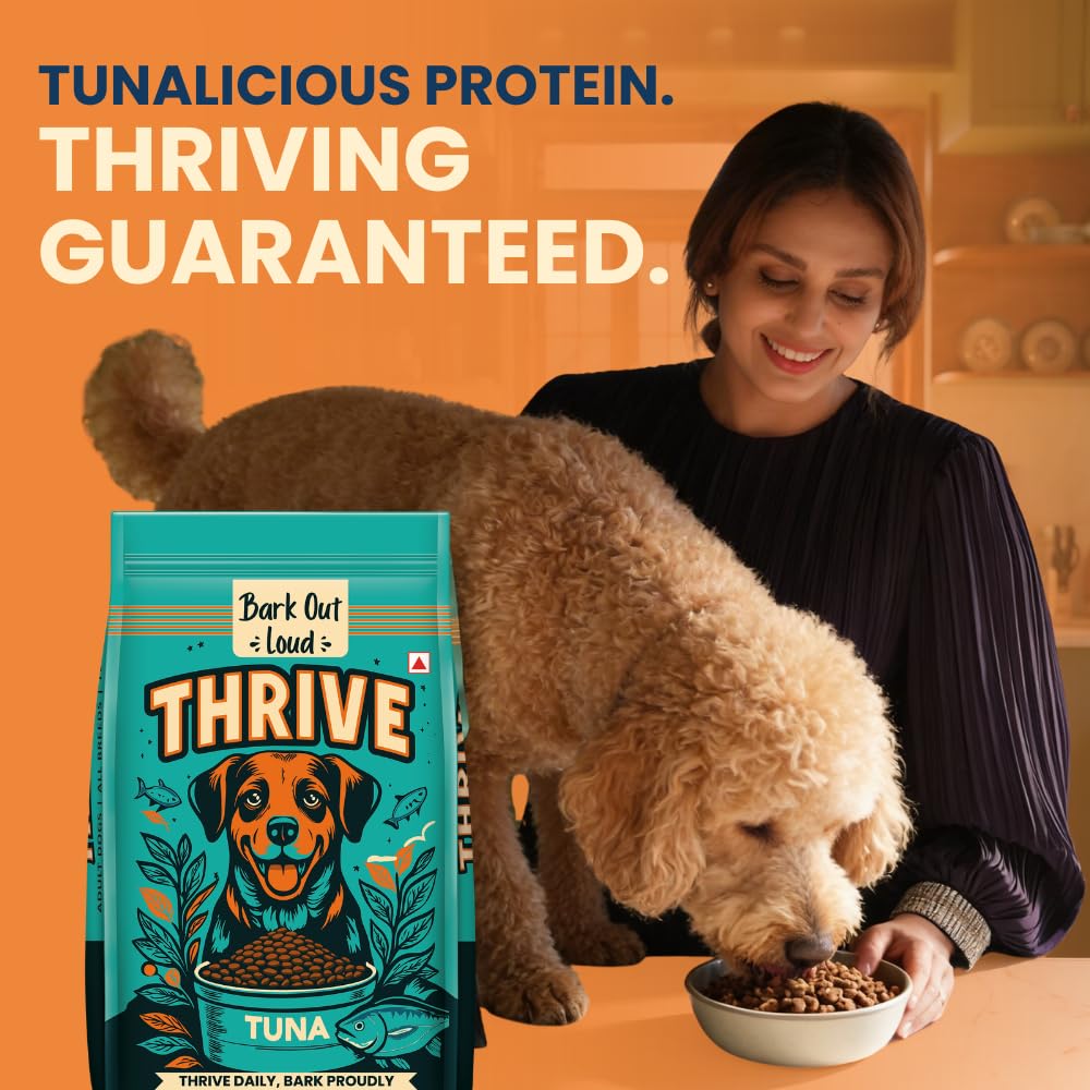 Thrive- Bark Out Loud Real Tuna Fish Dry Dog Food | Antioxidants, Omega, Multivitamins | Yucca for Digestion (800 gm)