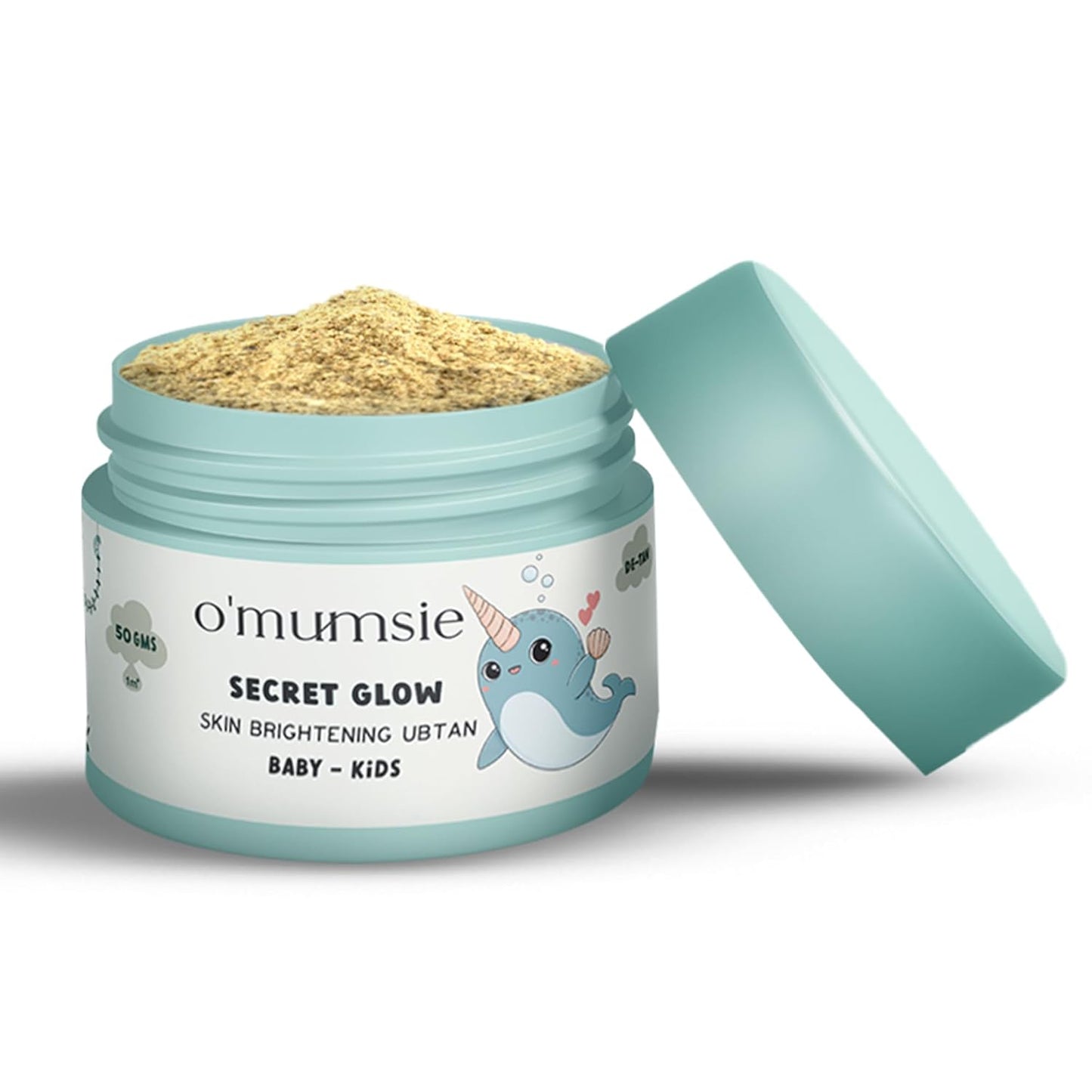 O'mumsie Natural Ubtan Powder For Kids | Effective Tan Removal & Helps in Skin Glow | Enriched with Chickpea & Turmeric | 100% Natural & Organic with Euro Certified - 50g