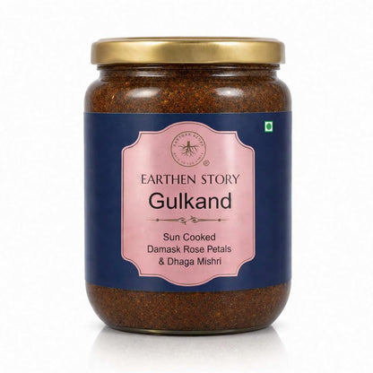 Earthen Story Sun Cooked Gulkand Without Sugar 200gm | Lab Tested for 290+ Pesticides | Indian Pink Damask Rose & Dhaga Mishri | 100% Natural Rose Petal Jam | Ayurvedic coolant, Good for Gut Health