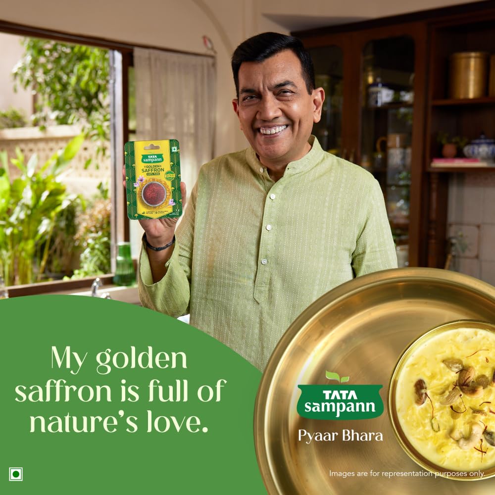 Tata Sampann Golden Saffron, 1g, Natural Aroma & Colour, Pure & Natural Kesar, ISO 3632 Tested