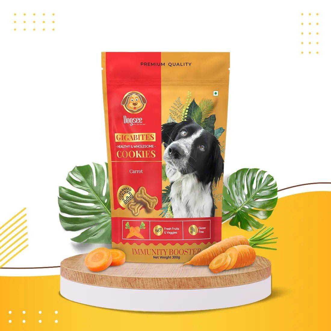 Dogsee Gigabites Cookies – Carrot Dog Biscuits for Adult Dogs & Puppies 300g | All-Natural Dog Treats | Immunity & Eye Health Support | Crunchy Dog Biscuits for Training & Rewards