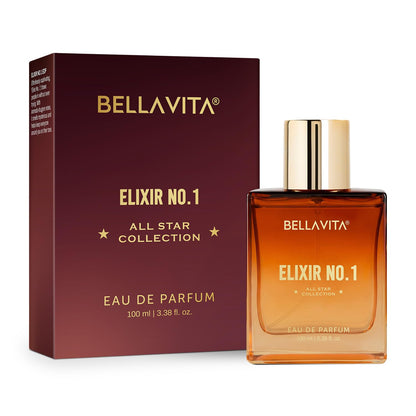 Bellavita Elixir No. 1 perfume bottle and packaging on a white background