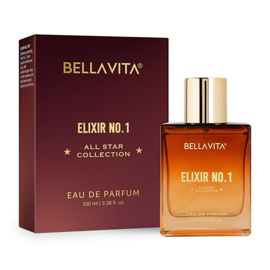 Bellavita Elixir No. 1 perfume bottle and packaging on a white background
