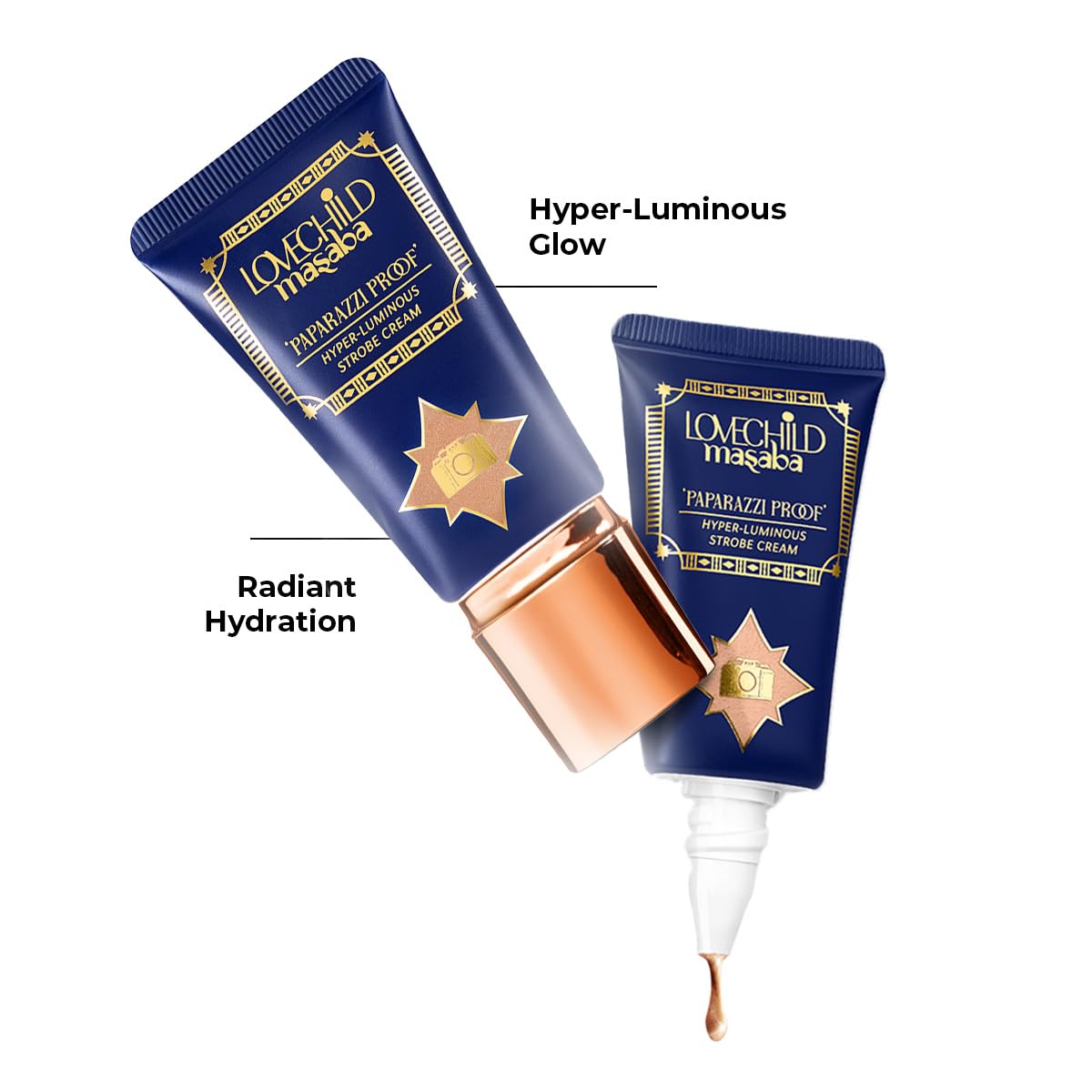 Lovechild Masaba All Strobe Cream- Bronze (Dazzle Drip), Hyper-Luminous Glow, Enriched With Hyaluronic Acid, Ceramides & Niacinamide, Moisturizing, Skin Brightening & Glowing Makeup Base,Medium 30 G