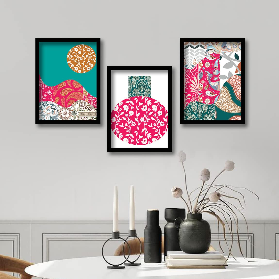 Modern Wall Art framed Painting for Wall Decoration - Wall Paintings for Living Room, Bedroom - Big Size Wall Painting Set of 3 (Art 1, 10x13 inch)