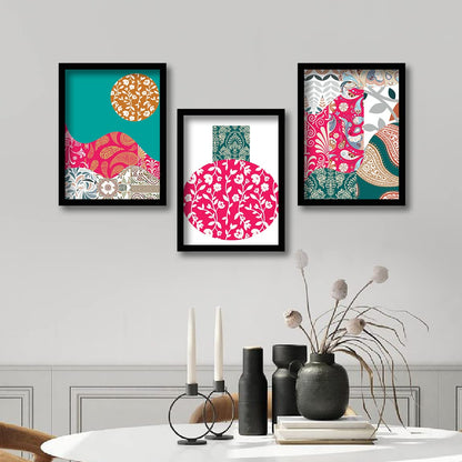 Modern Wall Art framed Painting for Wall Decoration - Wall Paintings for Living Room, Bedroom - Big Size Wall Painting Set of 3 (Art 1, 10x13 inch)