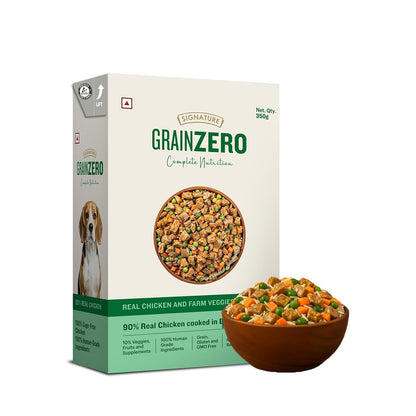 Grain Zero Dog Fresh Food Tetra Pak Real Chicken & Vegetables, for Adult & Puppy, 350g | Supports Joint & Health | Immune System | Anti Inflammatory Properties | Ready to Serve | One Pack One Meal