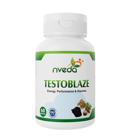 Nveda Testoblaze Supplement For Men, Testo Power for Muscle Growth, Strength, Energy & Performance with Shilajit, Ashwagandha, Safed Musli, Tribulus- 60 Veg Capsules