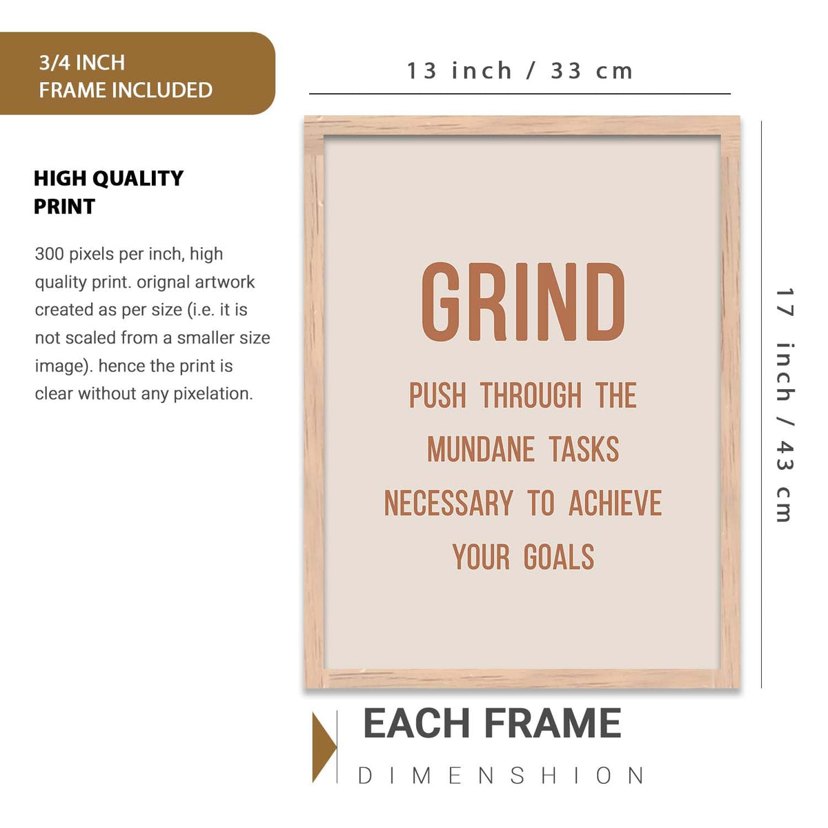 Motivational Wall Art Poster With Frame Home Decor Wall Painting For Living Room Office Bedroom engineered wood Set of 3 (13X17 inch)