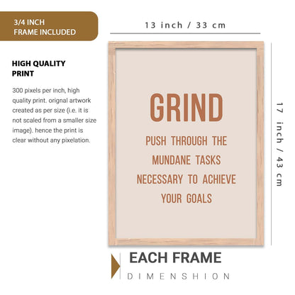 Motivational Wall Art Poster With Frame Home Decor Wall Painting For Living Room Office Bedroom engineered wood Set of 3 (13X17 inch)
