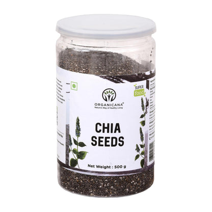Organicana Chia Seeds - 500g (Pack of 1) 100% Natural & Unpolished Superfood | Rich in Omega-3, Fiber & Protein | Supports Weight Loss, Digestion & Energy