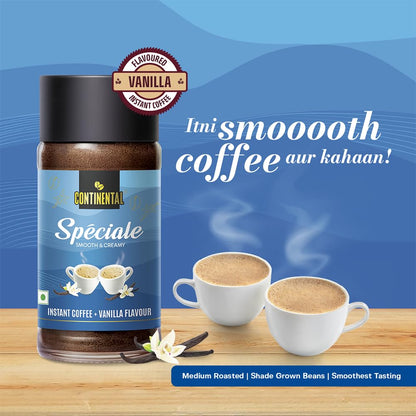 Continental Speciale | Vanilla Flavoured Coffee | 50 gm Jar | Makes 25 Cups | Instant flavored Coffee for both Hot & Cold Coffee | Medium Roast
