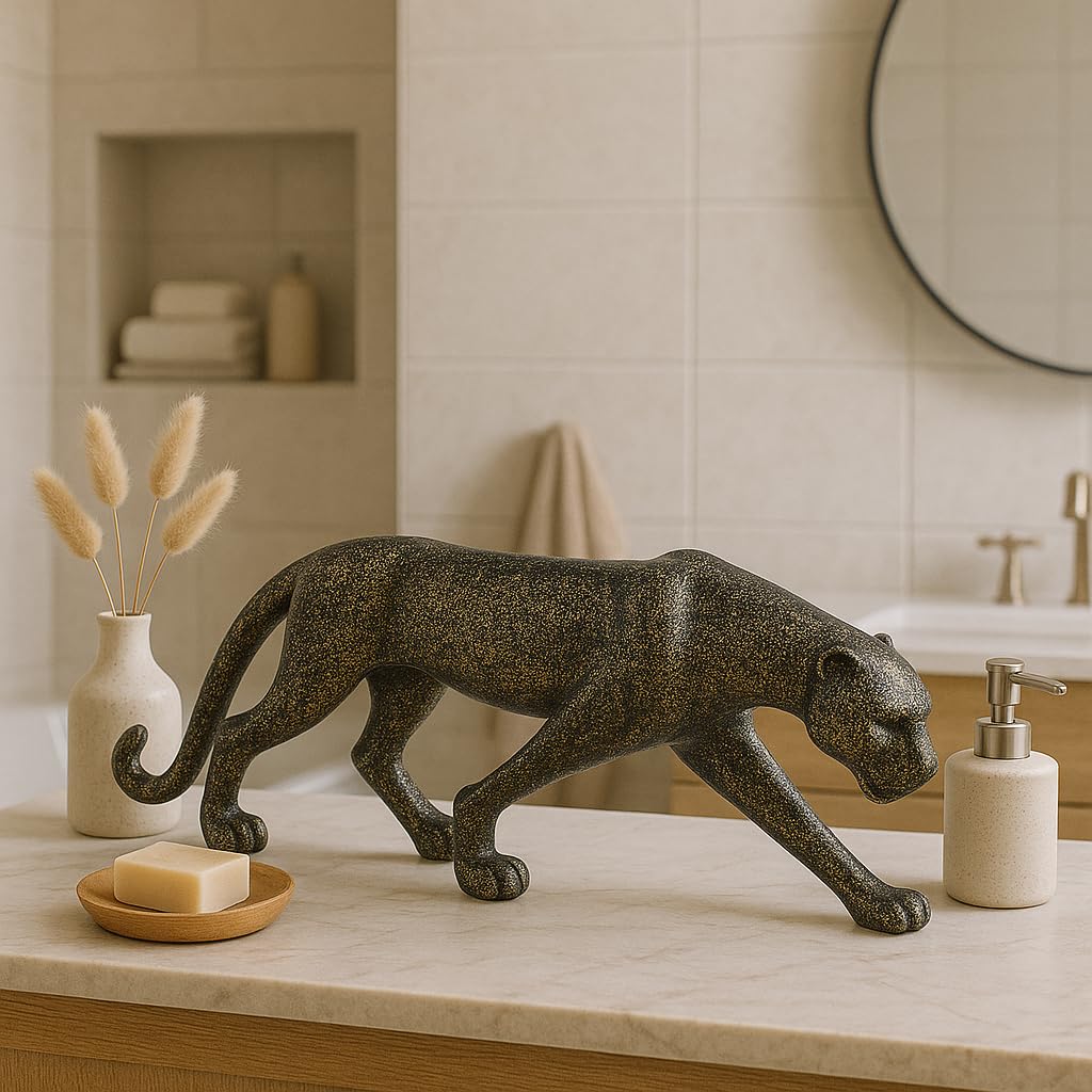 Beautiful Leopard Statue for Home Decor (Pack of 1, Dark Brown)