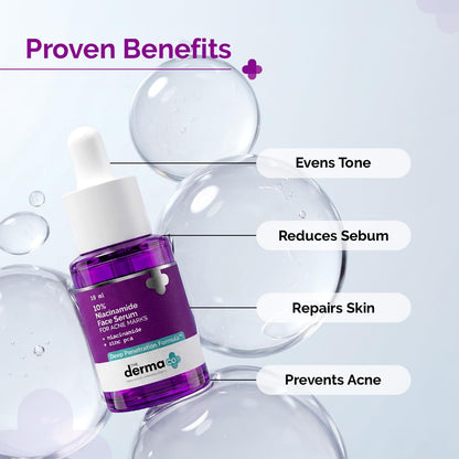 The Derma Co 10% Niacinamide Serum with 2% Zinc, Powered by Deep Penetration Formula™ | Fades Acne Marks, Controls Oil & Reduces Dark Spots | 10 ml