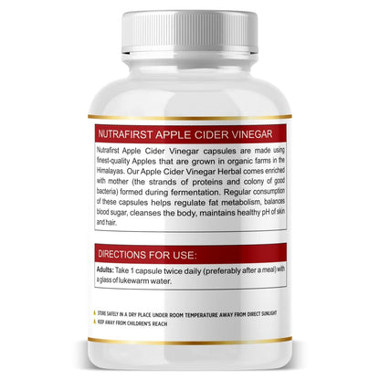 Nutrafirst Apple Cider Vinegar Capsules (500mg) for Weight Management, Skin & Hair Health in Men & Women – 60 Capsules