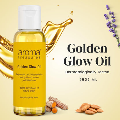 Aroma Treasures Golden Glow Facial Oil (50ml) – Turmeric & Calendula Anti-Pigmentation Blend for Youthful Radiance, 100% Natural | Deep Moisture, Dark Spot Reduction, Firmness & Glow Boost