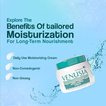 Dr. Reddy Venusia Moisturizing Cream With Aloe Vera, Vitamin E and Squalene, Everyday Use Cream, Smooth and Moisturized Skin for Long Hours, Non-Greasy