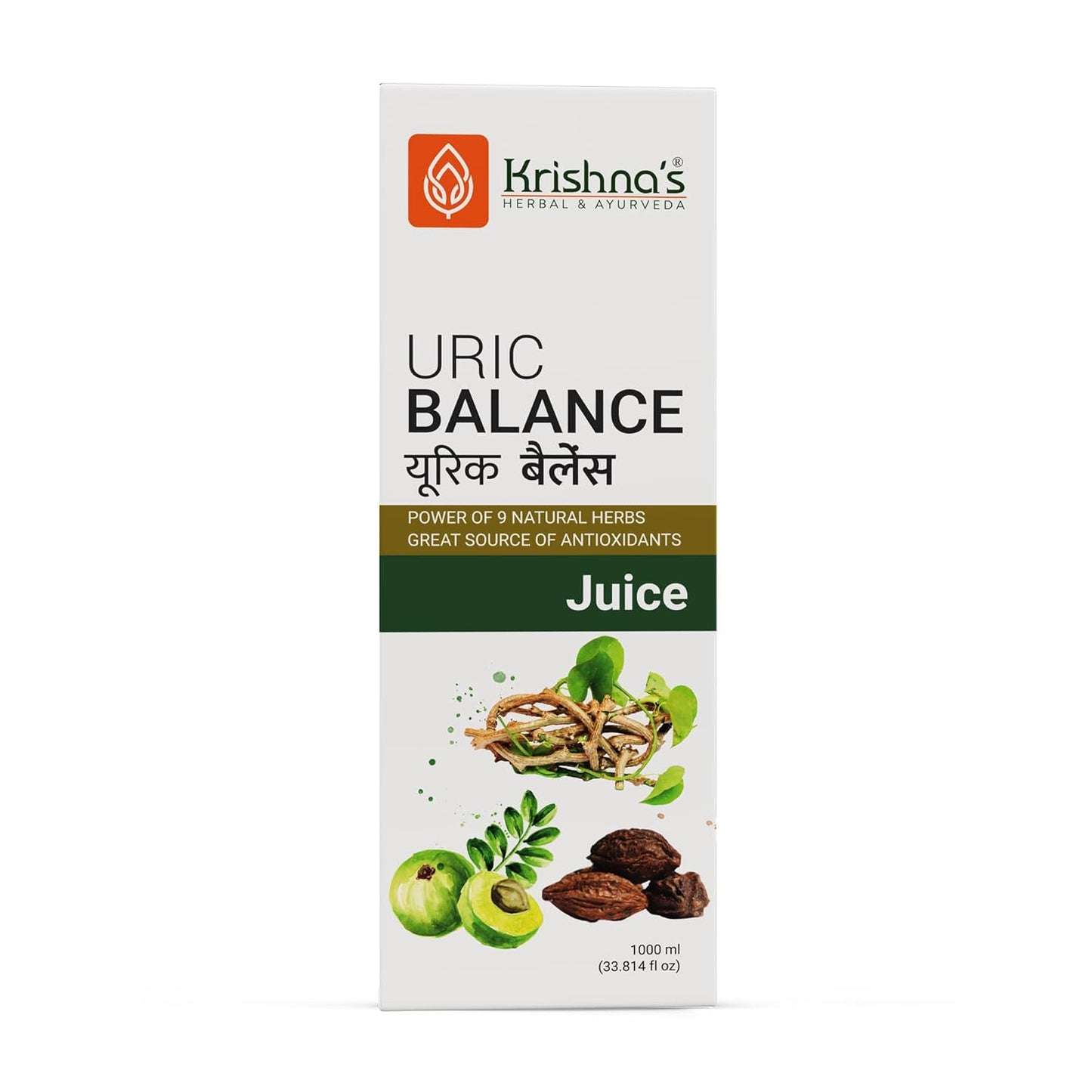 KRISHNA'S HERBAL & AYURVEDA Uric Balance Juice 1000 Ml | Balancing Uric Acid Naturally | Power Of Kutki, Adusa, Arand Mool & 6 More Herbs
