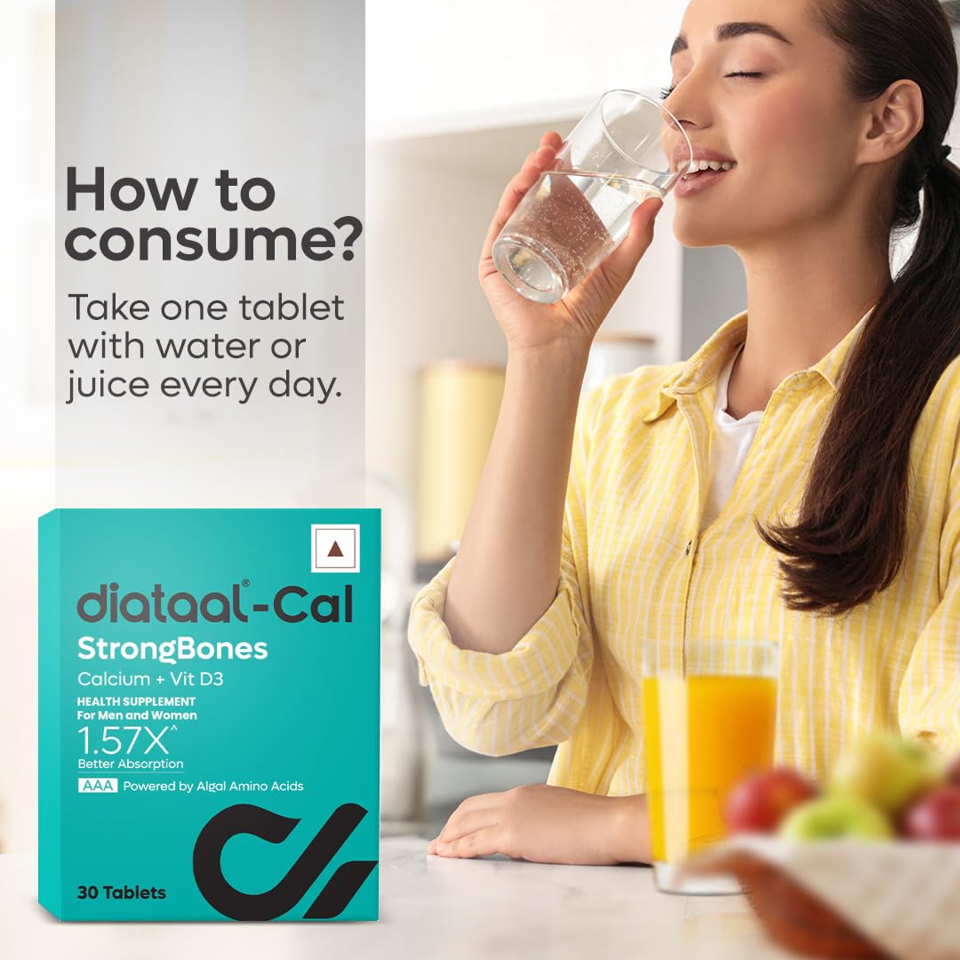 Cal StrongBones | Active Absorbable Calcium + Vit D3 for Strong bones | Calcium Tablets for Men & Women & Kids | Using Patented Japanese technology | 30 tabs