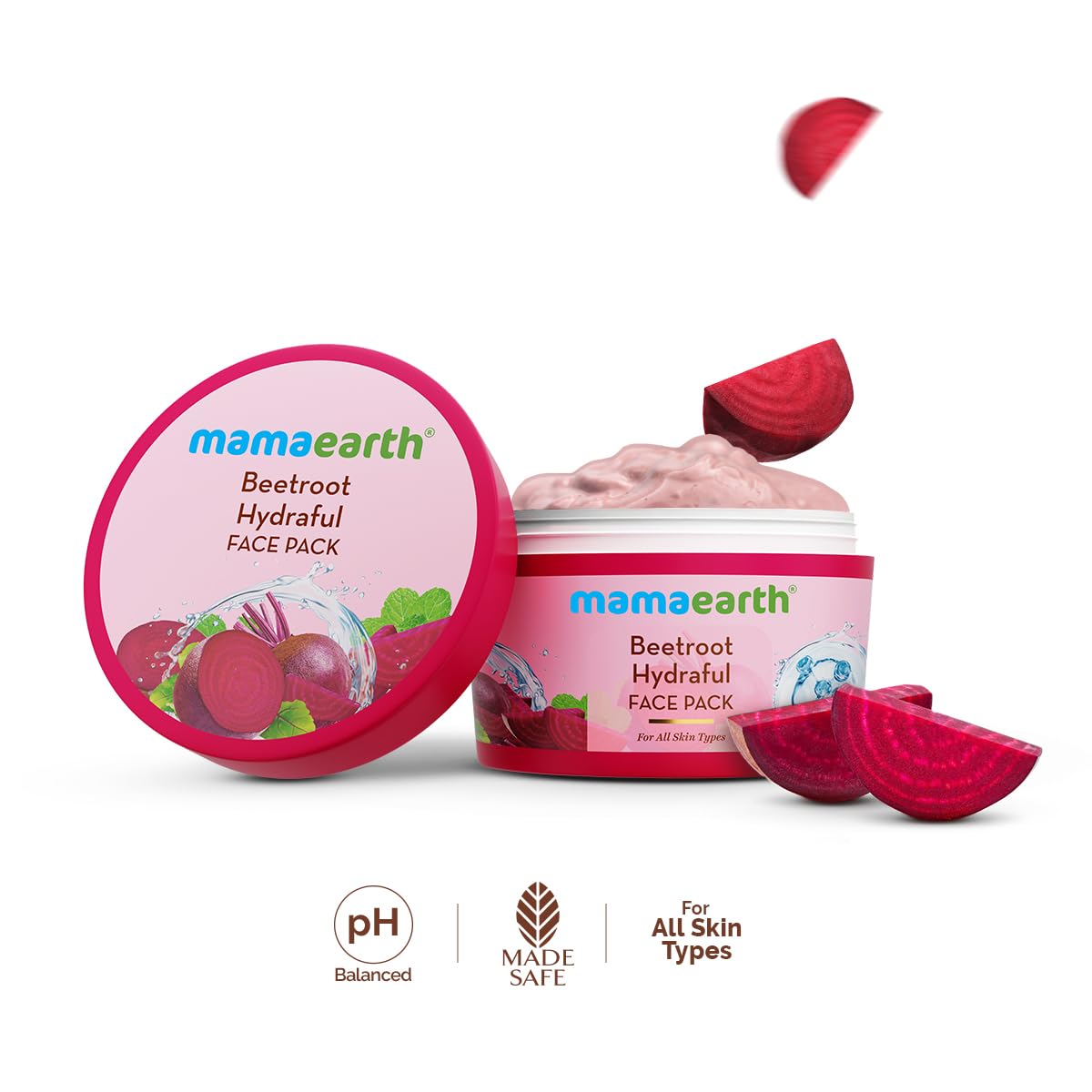 Mamaearth Beetroot Hydraful Face Pack with Beetroot & Hyaluronic Acid for All Skin Types - 200 g | Natural DIY-like Texture | Gives Hydrated Pink Glow | Crafted with Beetroot & Hyaluronic Acid | Free from Harmful Chemicals