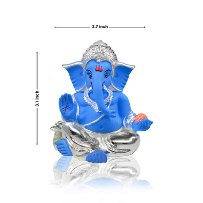 Gold Art India Silver Plated Gaddi Ganesha for Car Dashboard Home Decor Ganesh Idol for Car Dashboard Ganesha Murti Ganpati Idol for Home Decor Puja Lord Ganesh Statue Gift