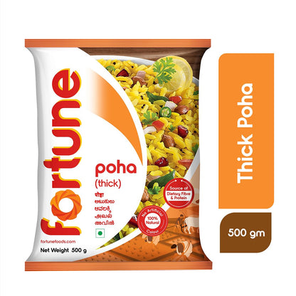 FORTUNE Thick Poha, Source of Fibre and Protein, 500grams
