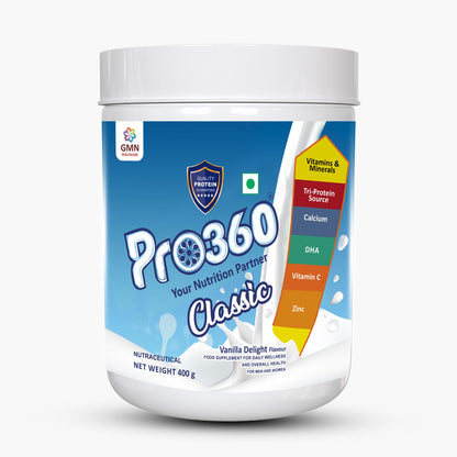 Pro360 Classic Daily Wellness Protein Supplement Family Nutrition Powder for Men and Women - 400G (Vanilla Delight)