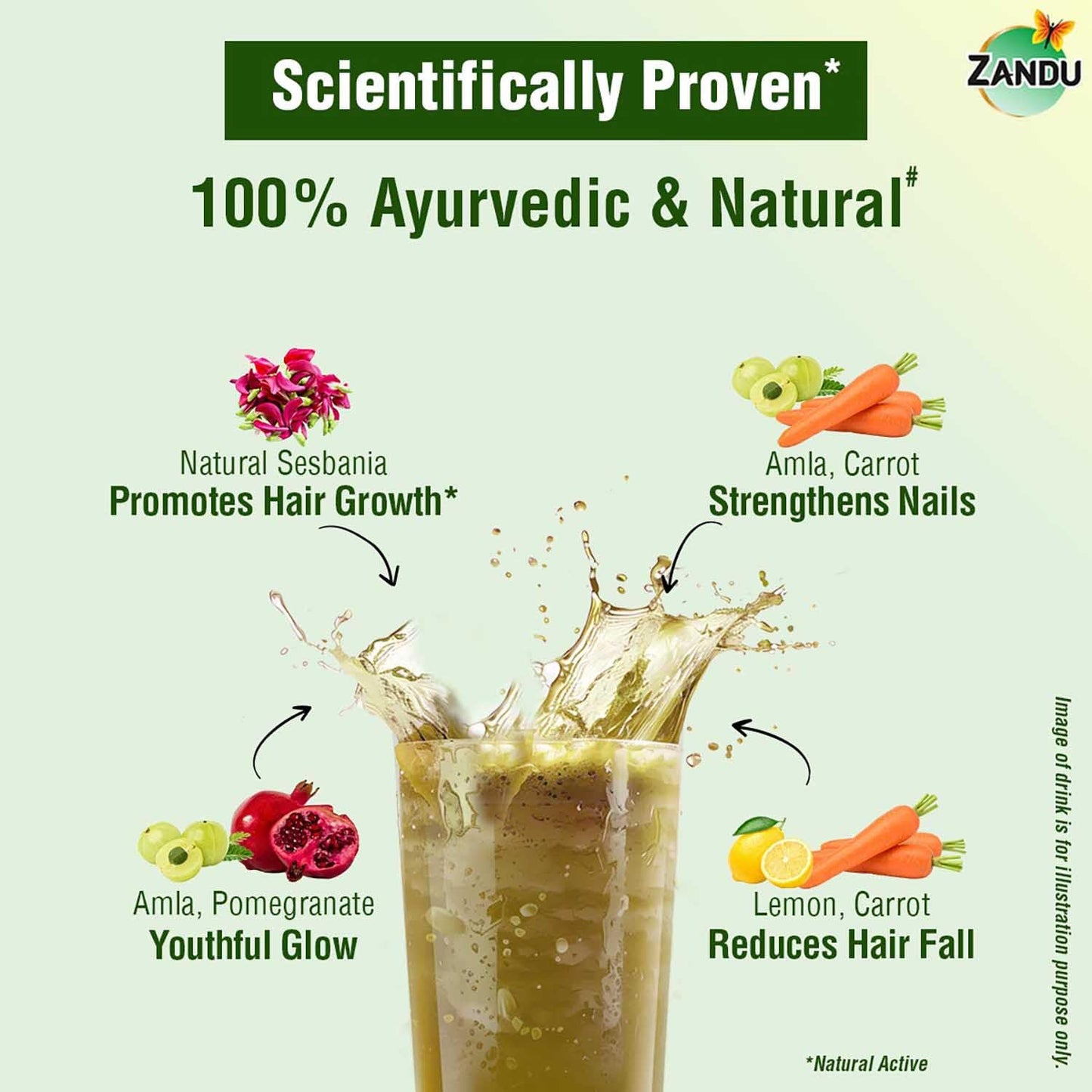 Zandu Plant Based Biotin Plus (200g)|10,000+mcg Biotin|Scientifically tested to Promote hair growth|Reduce Hairfall|100% Natural Sesbania|100% Ayurvedic | Gluten Free | No Harmful Chemicals, Powder