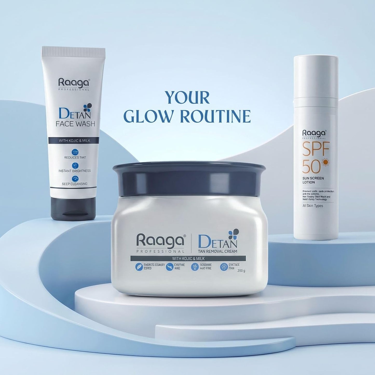 Raaga Professional De-Tan Face Wash with Kojic Acid & Milk | Reduces Tan | Instant Brightness | Deep Cleansing | For All Skin Types | 100 ml