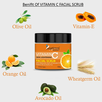 KAZIMA VITAMIN C Face Scrub (100g) with Hyaluronic Acid & Avocado Oil