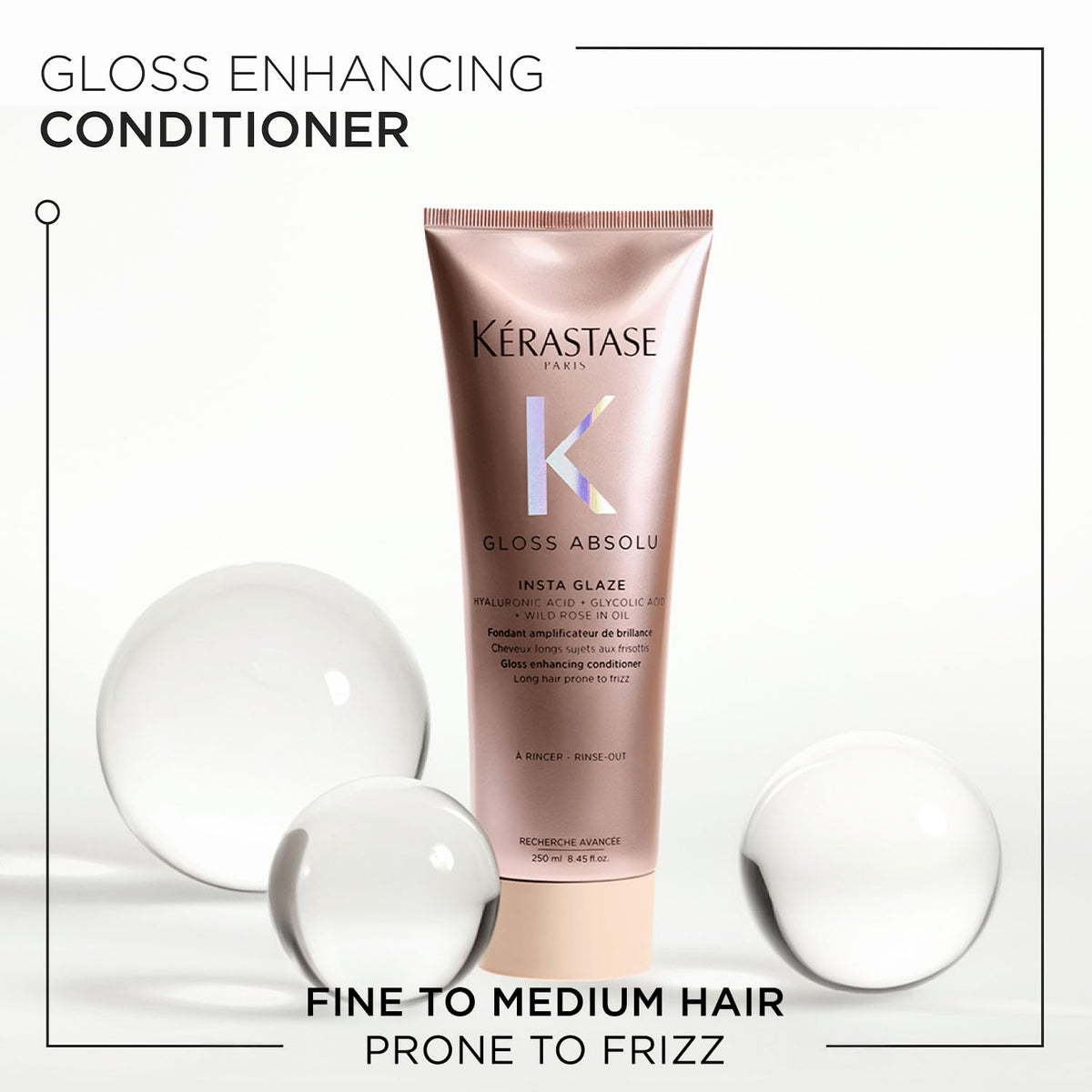 Kérastase Gloss Absolu conditioner bottle with text on a white background