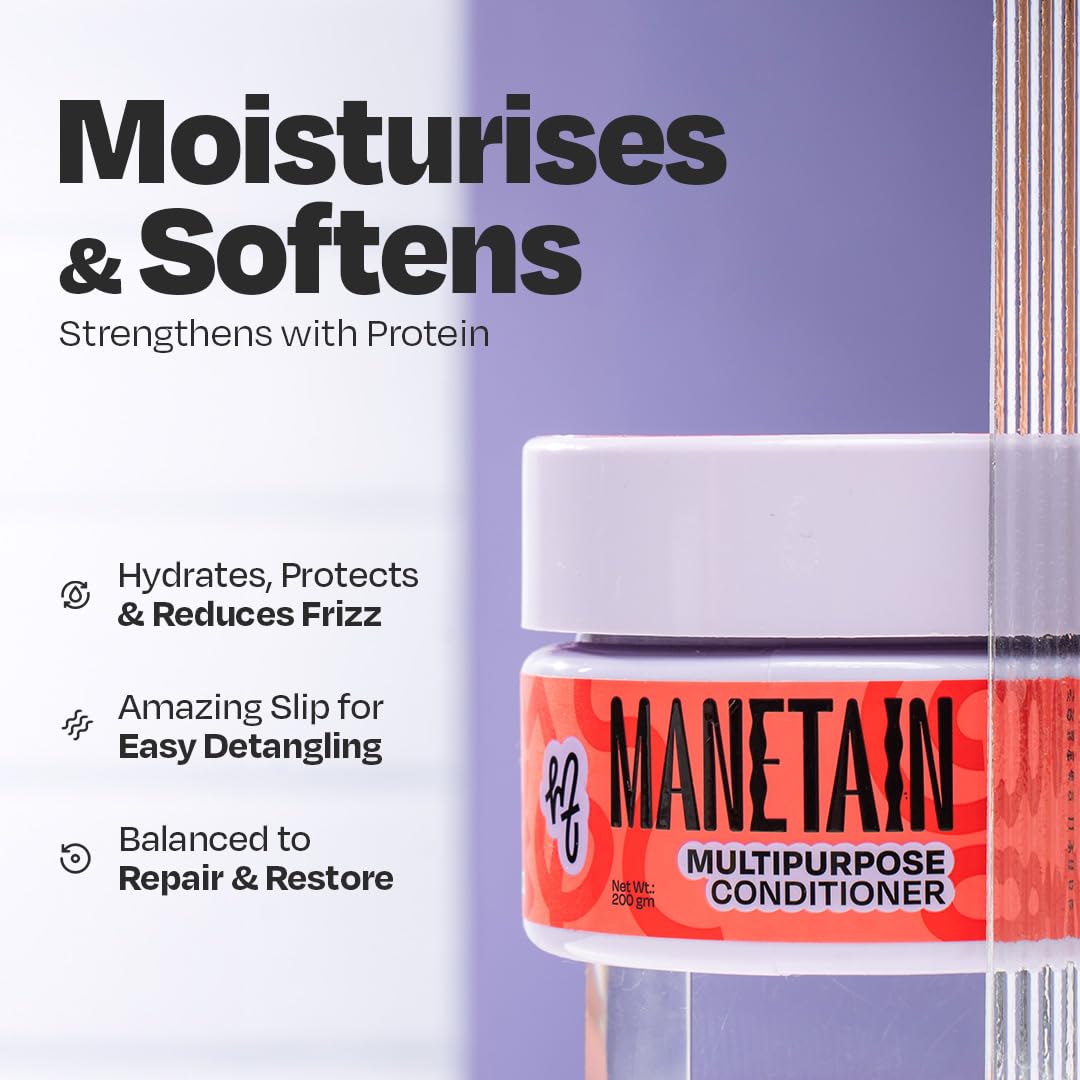 MANETAIN Multipurpose Conditioner 50gm for Curly & Wavy Hair | Hydrating Protein–Moisture Balanced Formula for Frizz Control & Softness | CG-Friendly, Silicone-Free | Suitable for Women & Men