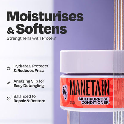 MANETAIN Multipurpose Conditioner 50gm for Curly & Wavy Hair | Hydrating Protein–Moisture Balanced Formula for Frizz Control & Softness | CG-Friendly, Silicone-Free | Suitable for Women & Men