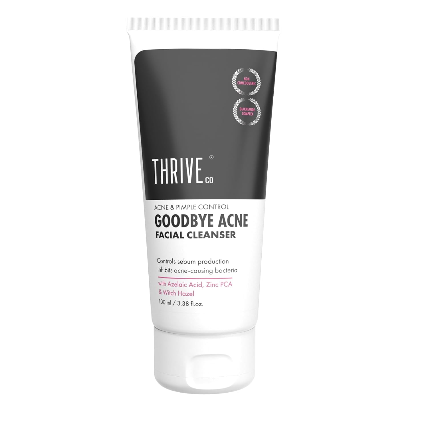 Tube of Thrive Co. Goodbye Acne Facial Cleanser on a white background