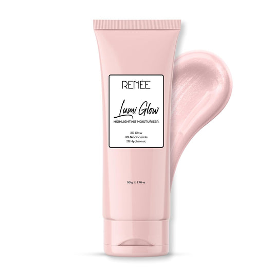 Pink tube of RENße Lumi Glow moisturizer on a white background