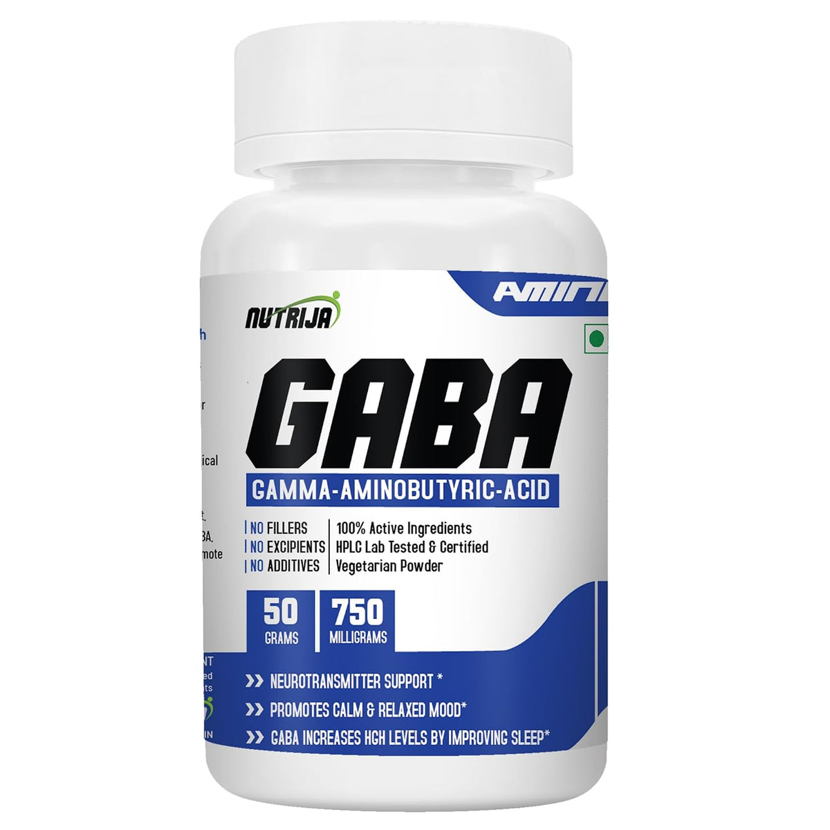 NutriJa GABA Powder 50g | Gamma Aminobutyric Acid 750mg Supplement | Supports Calm Mood, Relaxation, Focus & Night-Time Routine | Pure Unflavoured Powder - 66 Servings
