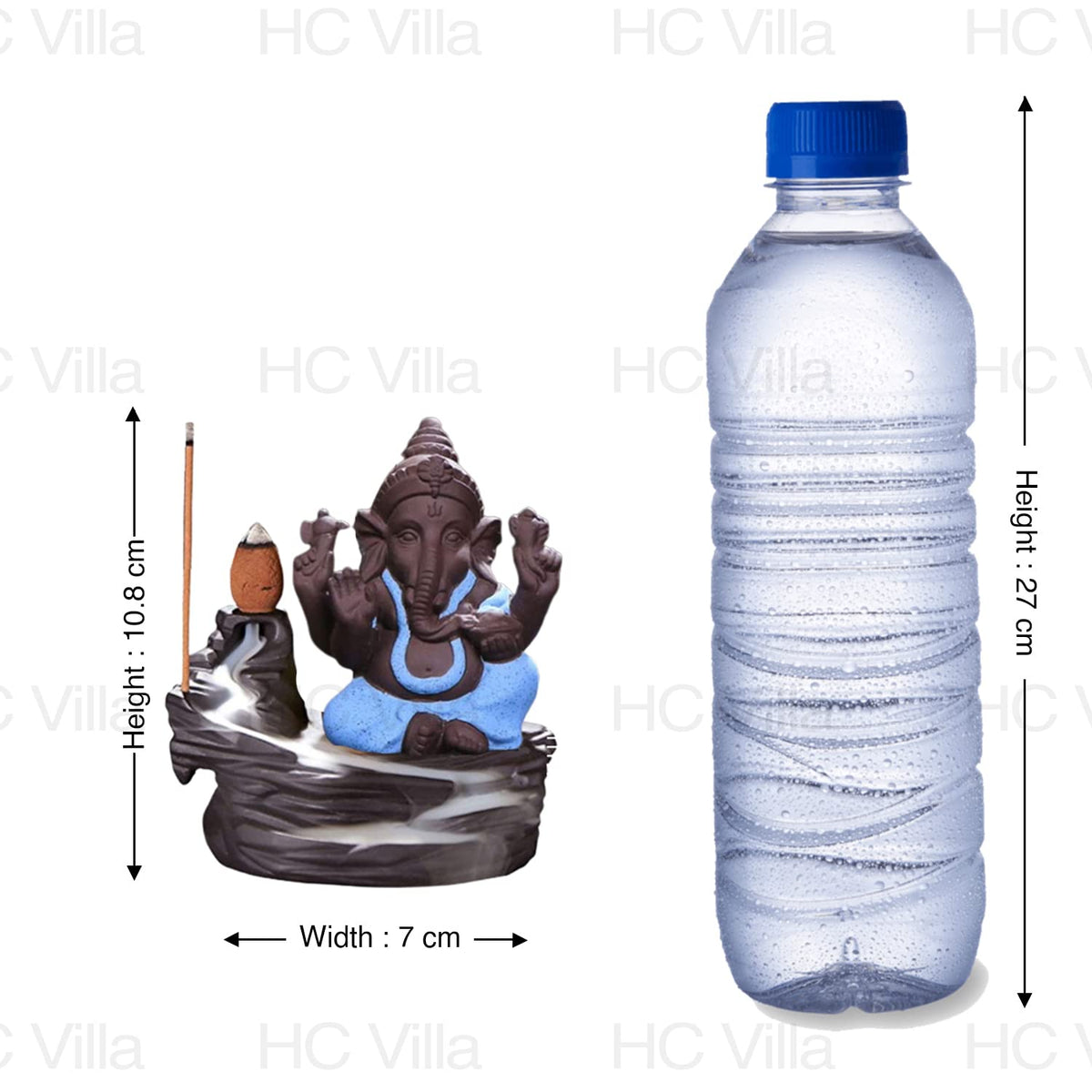Smoke Backflow Cone Incense Holder Decorative Showpiece with 10 Free Smoke Backflow Scented Cone Incenses (Ganesh Blue)(Resin, Conical)
